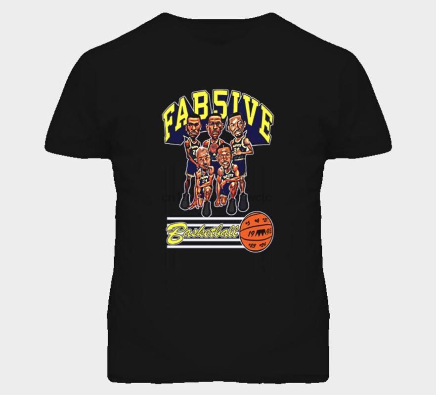 

Fab Five Michigan College Basketball Caricature T Shirt - Black1, White;black