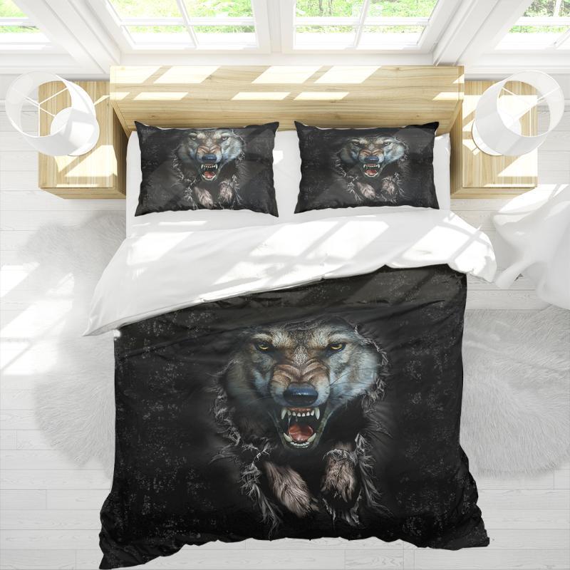 

Ferocious wolf 3D Printed 3pcs Bedding Set Duvet Cover Cover Set Home Textiles1