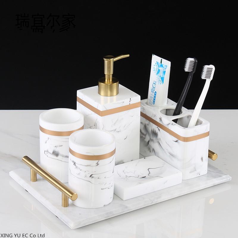 

Nordic Resin Toothbrush Holder Bathroom Decoration Accessories Toothpaste Dispenser Mouthwash Cup Household Storage Handle Tray