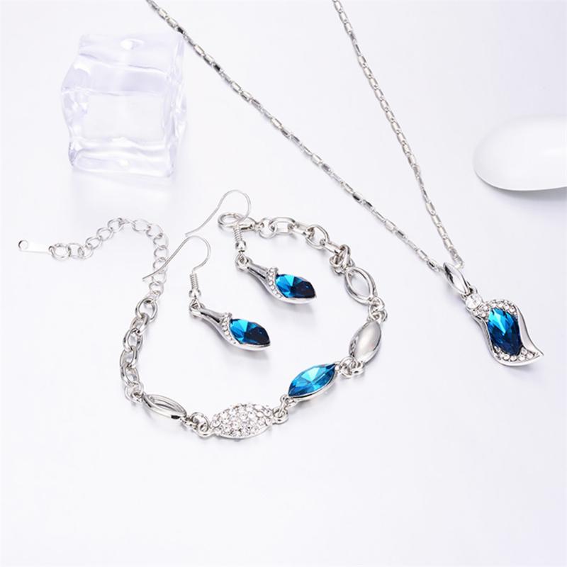 

Elegant Luxury Design New Fashion Plated Colorful Crystal Drop Jewelry Sets