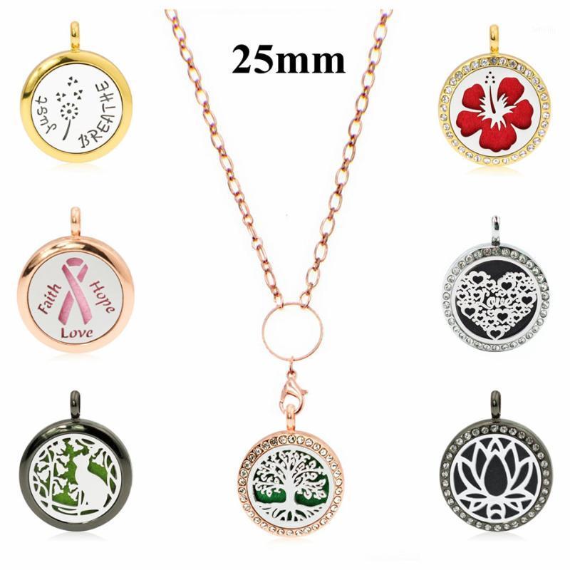 

X1 25mm Silver/Rose Gold/Gold/Gun Black Color Essential Diffuser oil Diffuser Locket pendant necklace (free Chain&pad)1