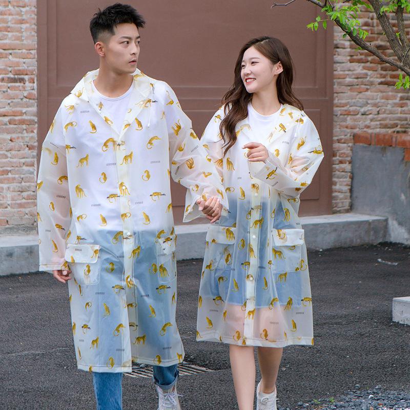 

New arrive Leopard printed translucent raincoat Travel Camping Coat Poncho Hiking Hood Unisex Rainwear hiking and Mountaineering