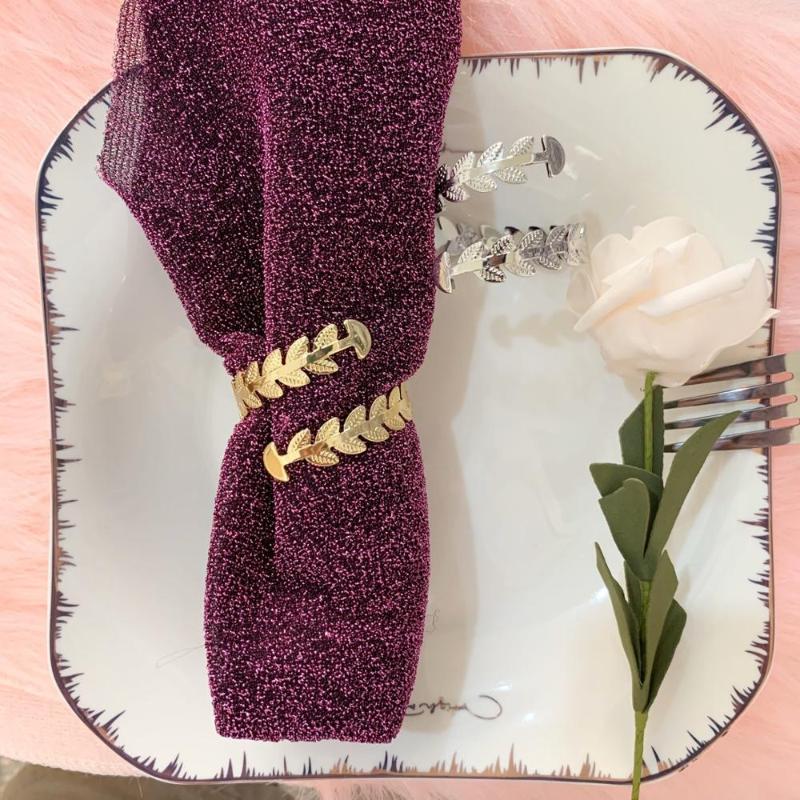 

12 / PCS leaf metal napkin ring European napkin buckle gold silver high grade ring