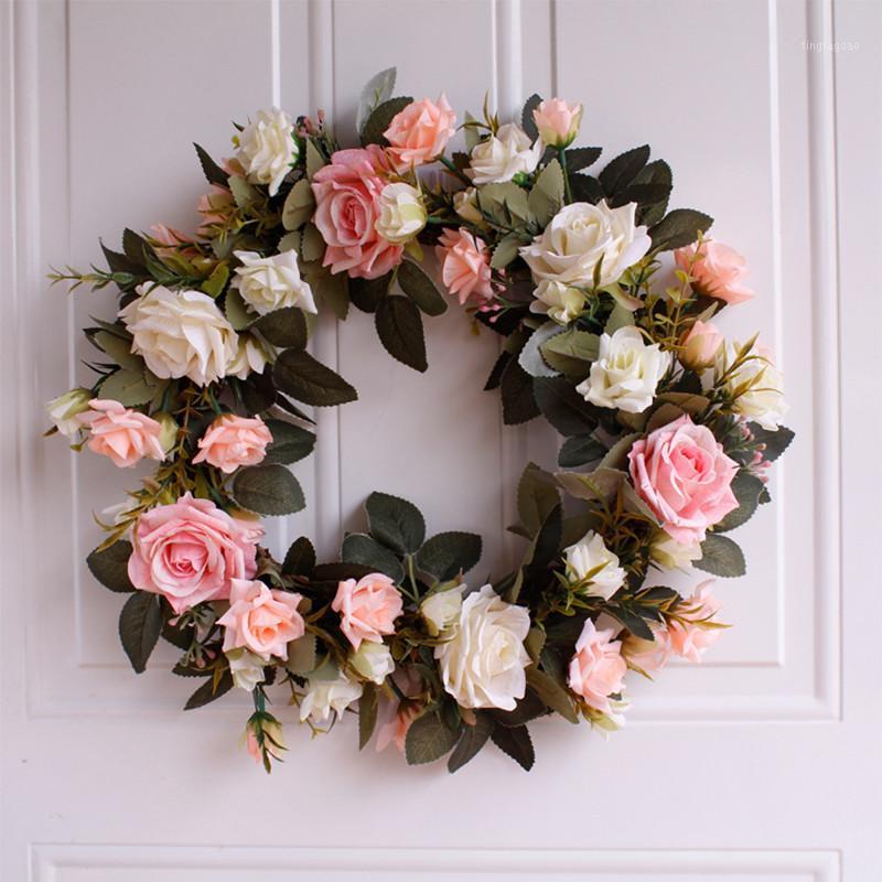 

Small rose rose wall decoration hanging decoration wall 35cm Christmas wreath wholesale Free Shipping1, Pink
