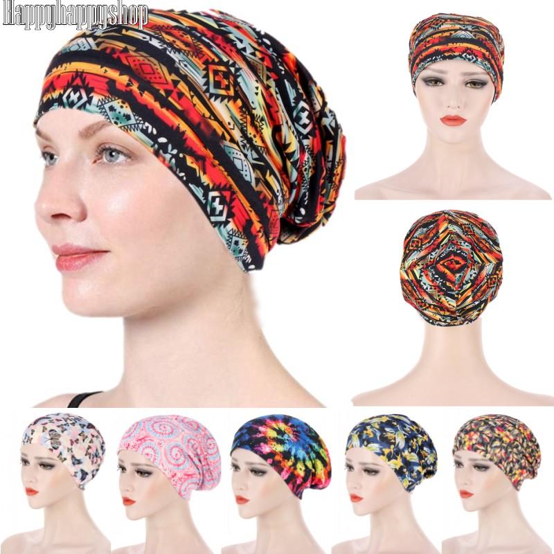 

Muslim Floral Printed Turban Bonnet for Women Islamic Inner Hijabs Cap Arab Headwrap African Headwear Hair Loss Night Sleep Hat, Black1