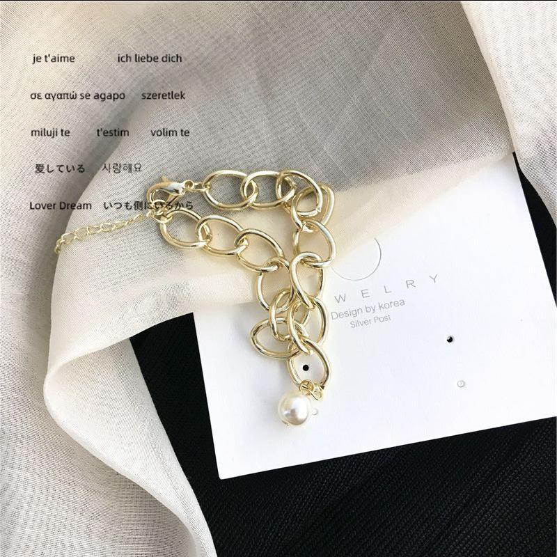 

Link, Chain Woogge Vintage Punk Oval Pearl Pendant Link Bracelet For Women Bohemia Geometric Gold Color Metal Bangle Jewelry Gift1