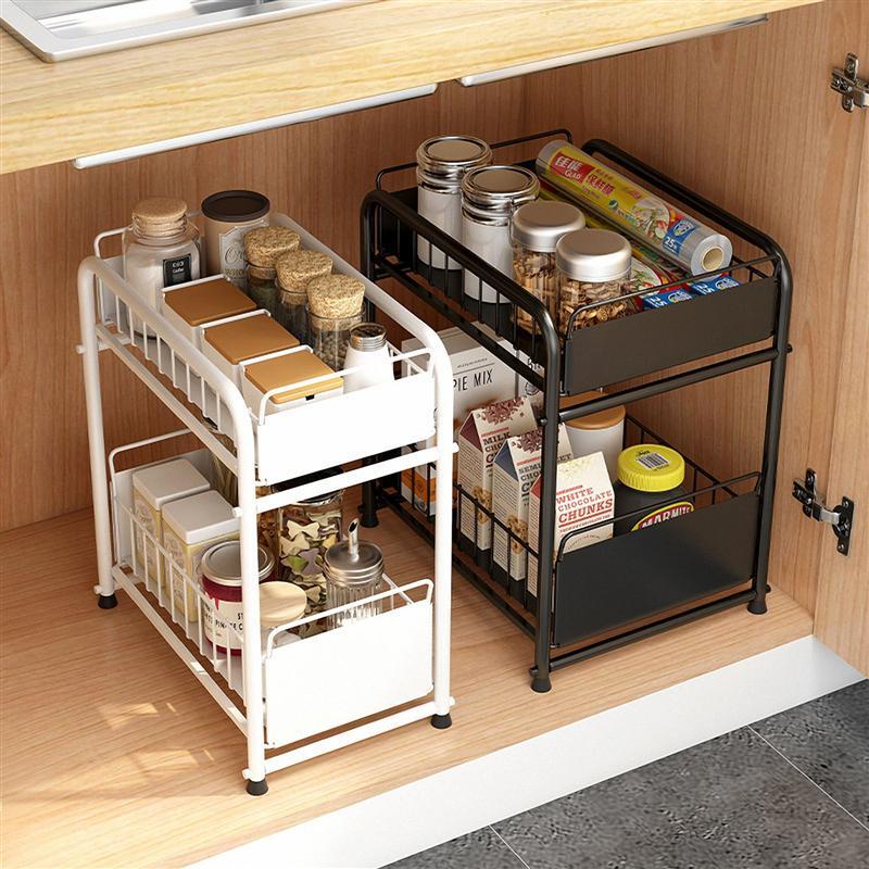 

Kitchen Under Sink Organizer Push-pull Bathroom Shelf Cabinet Storage Rack