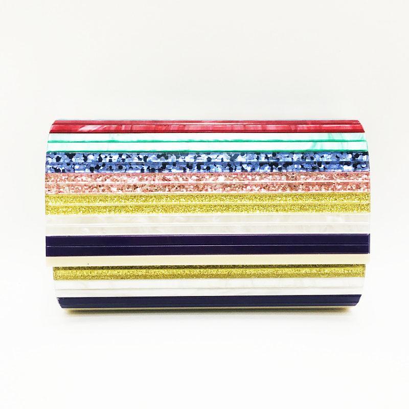 

Women Flap Fashion Casual Acrylic Shoulder Bag Retro Lady Crossbody Messenger Bag Elegant Striped Evening Envelop Clutch Purse1, As picture show