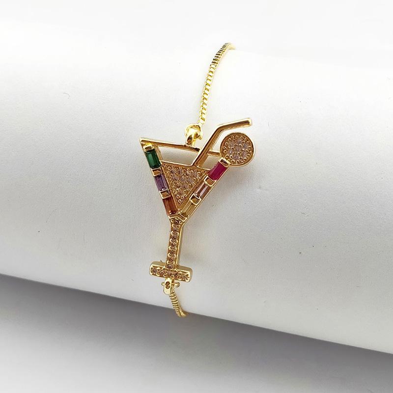 

10Pcs Romantic High Quality Micro Pave rainbow CZ Crystal goblet Charm Bracelet For Women Jewelry Gift BG3161