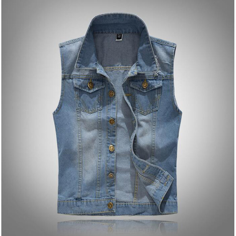 

2021 New Fashions for Men Denim Sleeveless Washed Jackets Man-made Jeans Big -6xl Shierxi Vest 4ouk, Blue