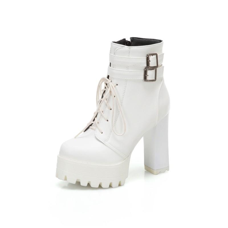 

Oversized Lace up boots boots women shoes ankle for women ladies shoes woman winter, Black