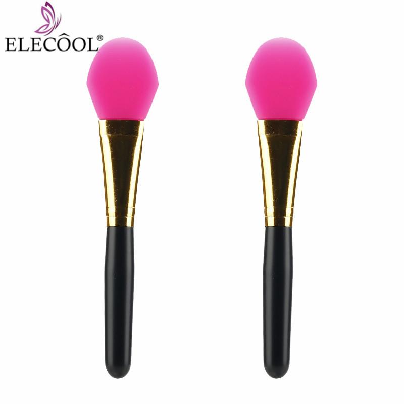 

ELECOOL 2/1pcs Facial Mask Brush Soft Silicone Head Wood /Crystal Handle Moisturizing Sleep Mud Cream Apply Mixing Brush Tool