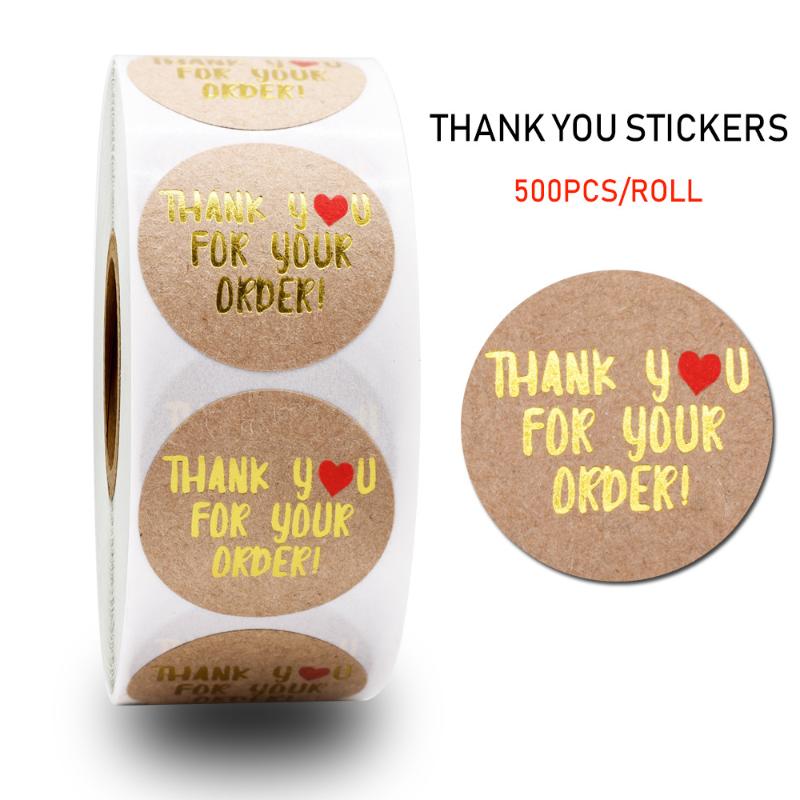 

round thank you for your order sticker with Gold Foil Hot Stamping for your Small business sticker gold labels stickers