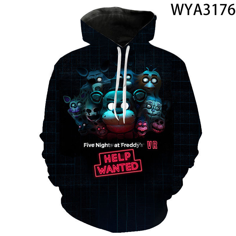 

2020 New Fnaf Fashion Casual Boy Girl Kids 3D Printed Hoodies Sweatshirts Men Women Children Pullover Long Sleeve Streetwear, Black