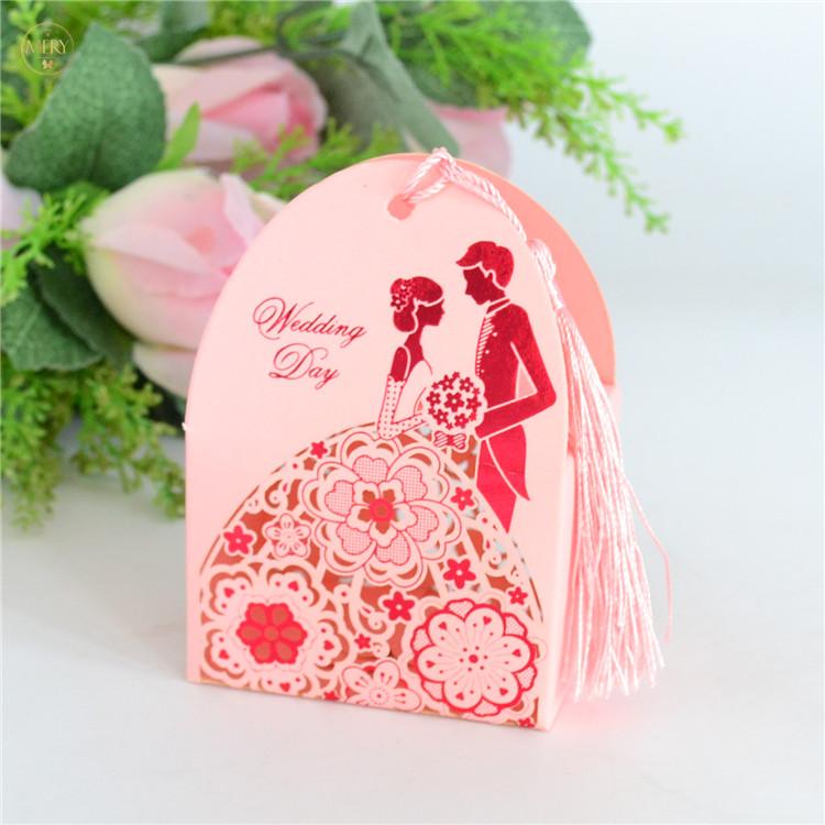 

Bride and groom laser cut embossed luxury wedding cake boxes Free shippment