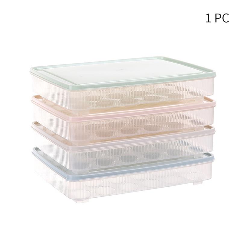 

24 Grids Dustproof With Cover Storage Box PP Countertop Easy Clean Refrigerator Single Layer Practical Container
