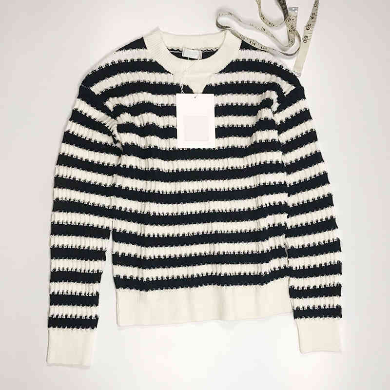 

Women' Sweaters Style Milan Spring Summer Brand Same Sweater White Striped Pullover Print Regular Long Sleeve Women Clothes xue PR73
