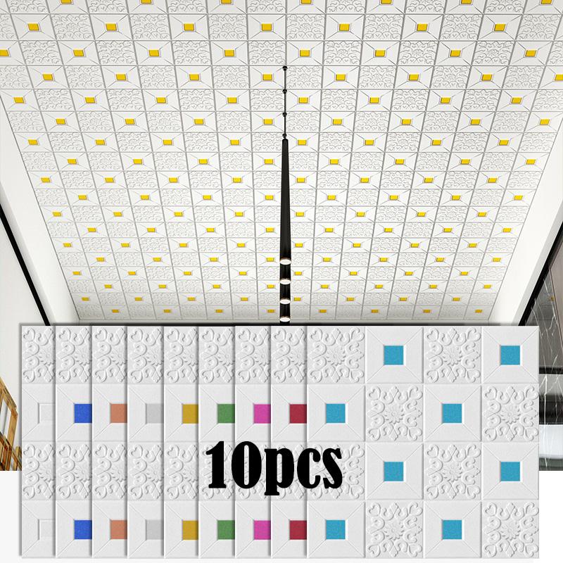 

3D Wall Stickers Ceiling Stereo Panel Roof Decoration Foam Wallpaper Waterproof DIY Home Decor Living Room Bedroom TV Background