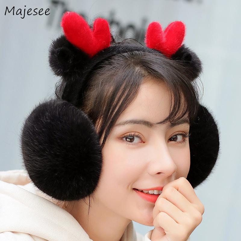 

Earmuffs Women Folding Winter Warm Animal Cartoon Deer Womens Earmuff Kawaii Korean Style Leisure All-match Simple Students Chic, White
