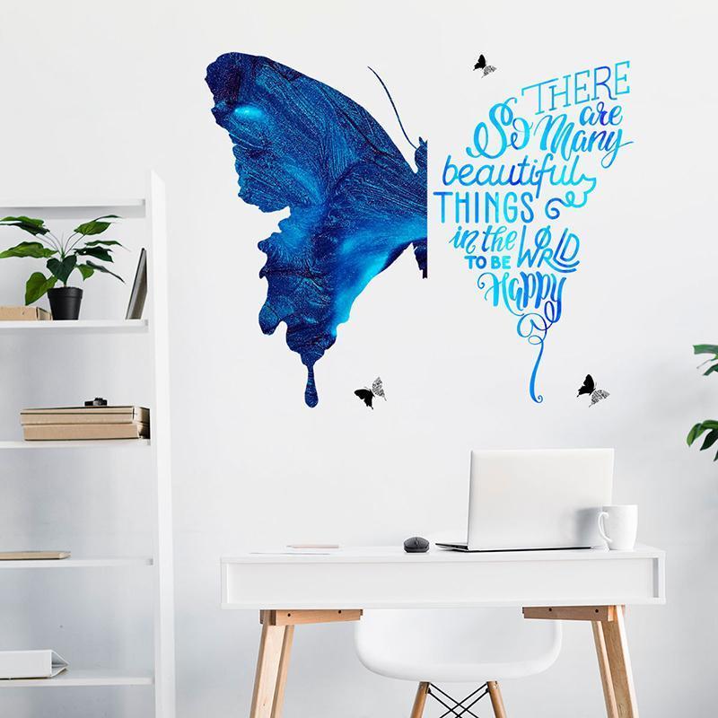 

Beautiful Blue Big Butterfly Wall Stickers for Kids Room Living Room Bedroom Wall Decals Home Decoration Decorative Stickers PVC1