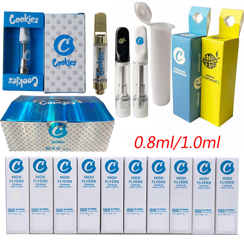 

Cookies Premium Sauce High Flyers Vape Cartridges Packaging Atomizers 0.8ml 1ml Thick Oil Ceramic Carts E Cigarettes Wax Vaporizer 510 Thread