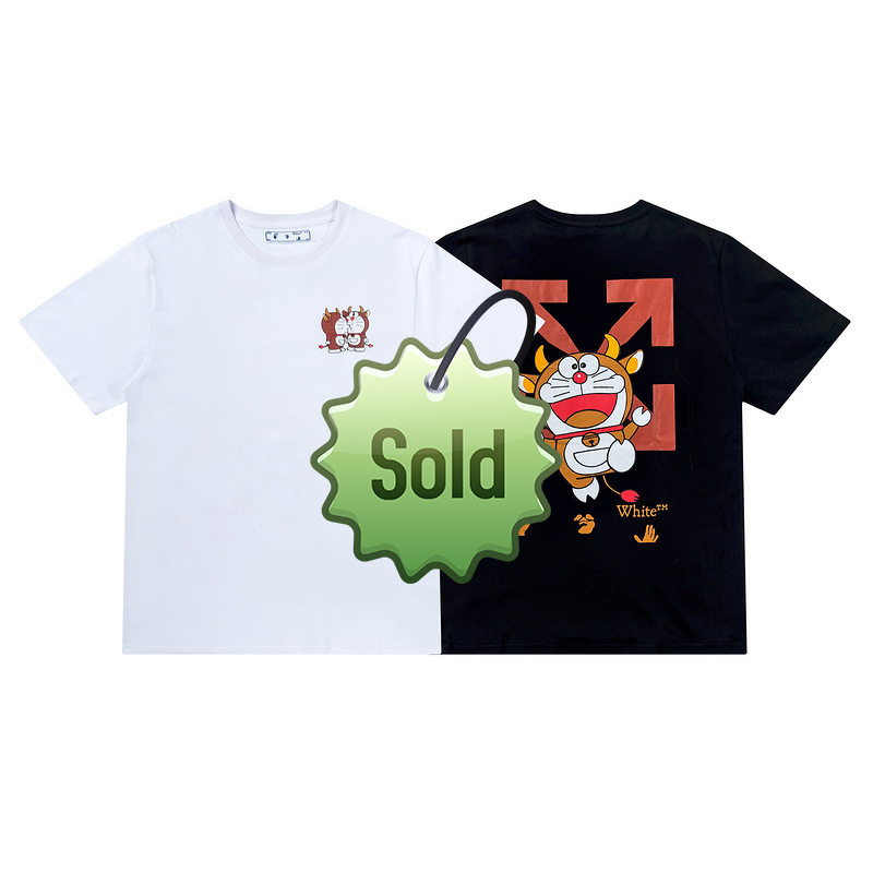 

Trendy t Shirt Summer Doraemon Cartoon Short Sleeve, White;black