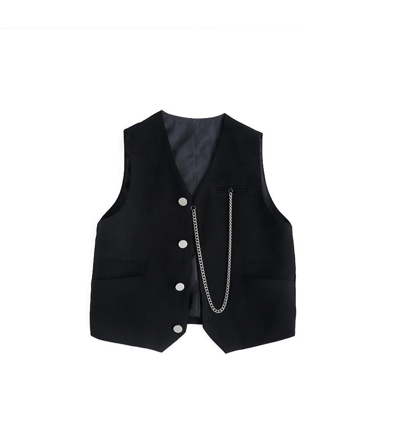 

Kids Vest Solid Color Overalls Boys Girls Big Sizes 4-18 T, Black