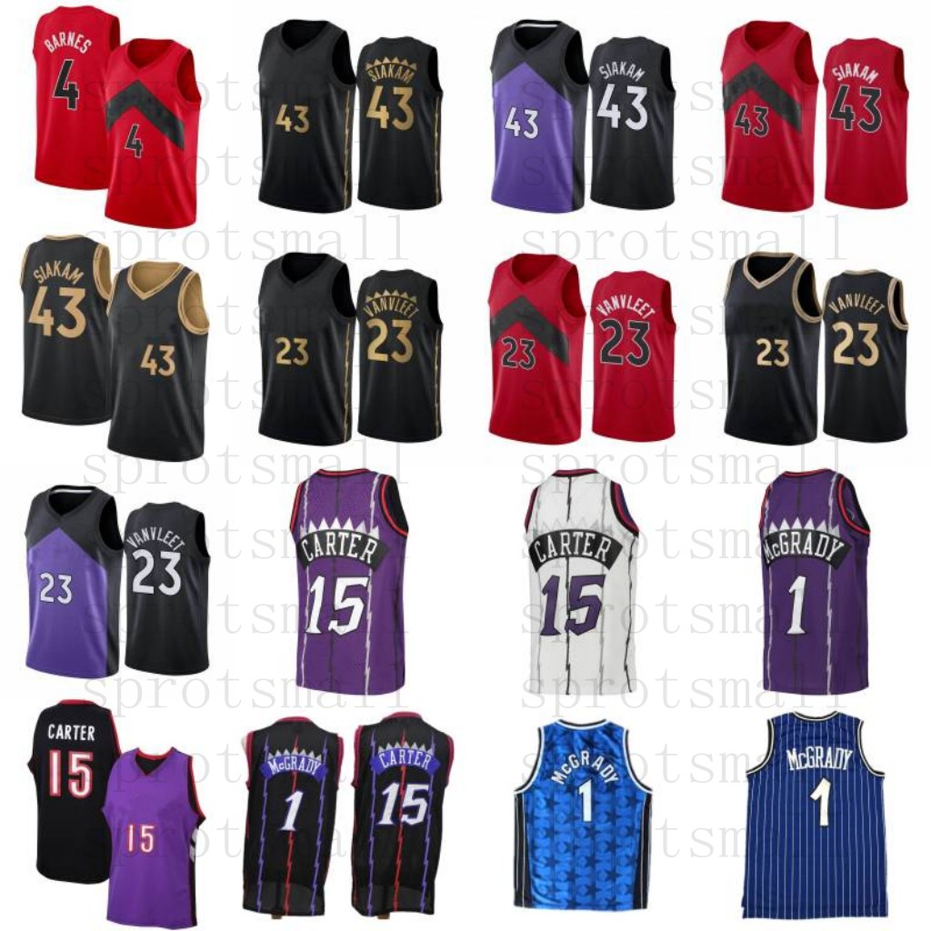 

4 Scottie Barnes Basketball Jersey 23 Fred VanVleet 43 Pascal Siakam Mens 1 Tracy McGrady 15 Vince Carter Retro Shirt
