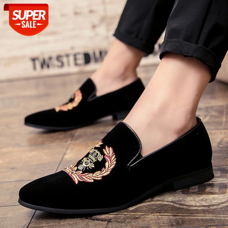 

Men's Suede Leather Loafers Mens Casual Embroidery Moccasins Oxfords Shoes Man Party Driving Flats EUR Sizes 45 Zapatos Hombre #4Q3N, Black