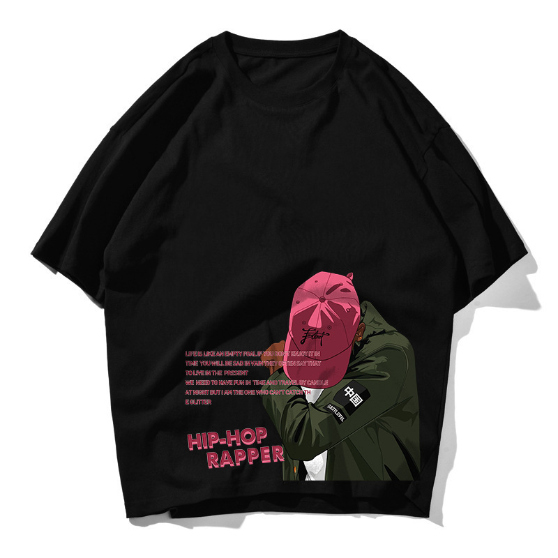 

2021 New Hip T-t-shirt Casual Letter Cool Funny Men's T-shirt the Short Neck Summer Top Male Streetwear QVJS, White