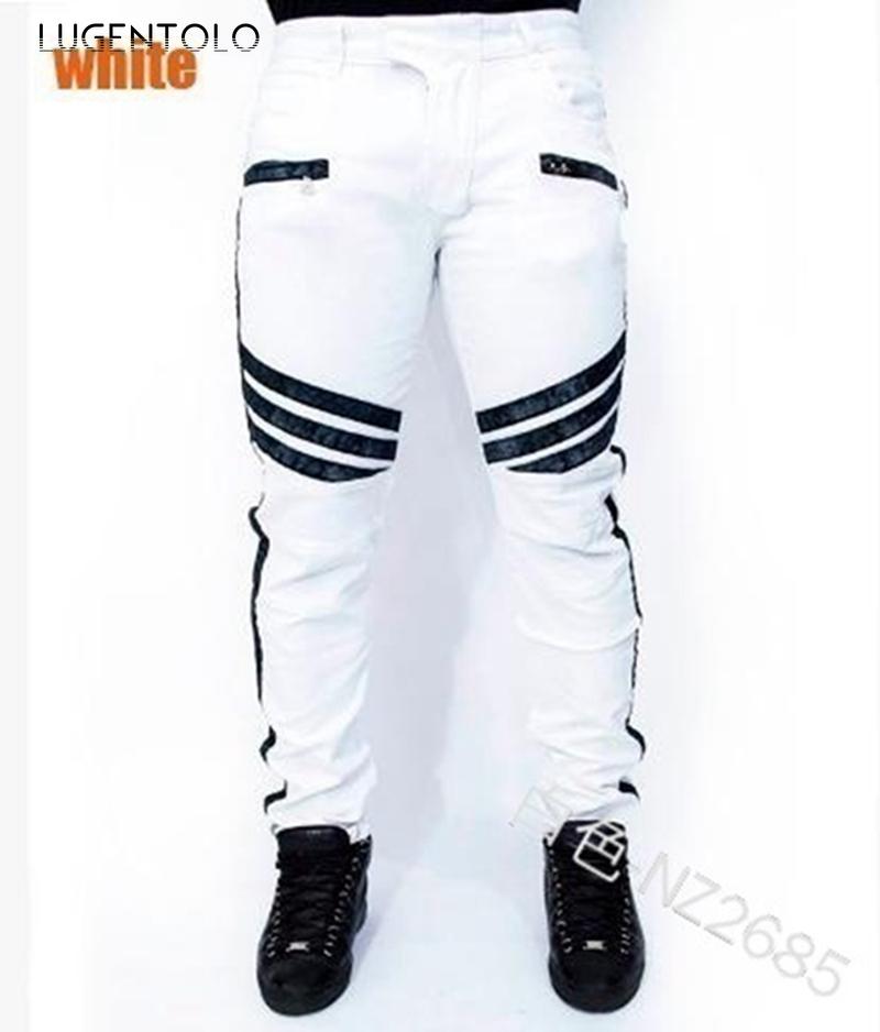 

Jeans Tight Autumn Winter Zipper Casual Slim Youth Mid Waist Pocket Wash Men' Pencil Jeans Lugentolo, Sky blue