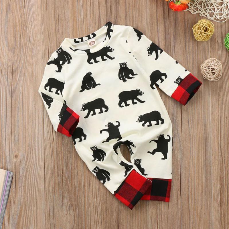 

Newborn Baby Boy Clothes Set Cartoon Bear Letter Plaid Romper Jumpsuit Outfits 6-24 Months Clothing #c1, White