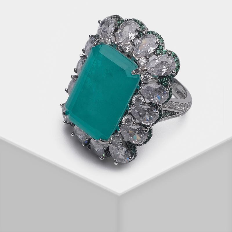

Cluster Rings Amorita Boutique 925 Rectangular Full Drill Design Ring