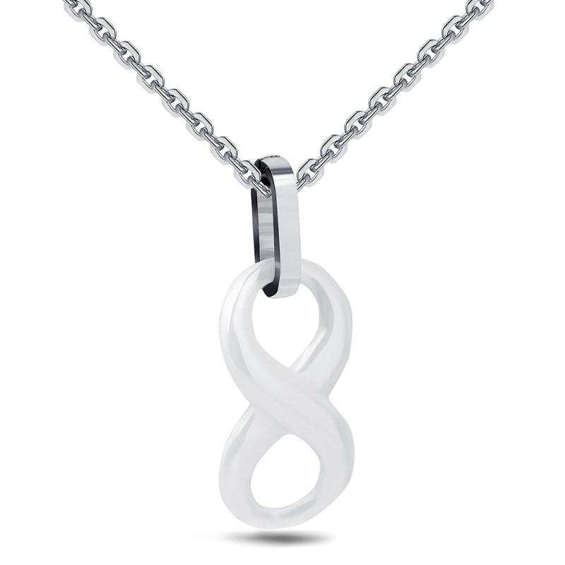 

Simple Style Ceramic Infinity Pendant Necklaces With 42+5CM Chain For Women Black White Innocuous Ceramic Necklace Jewelry