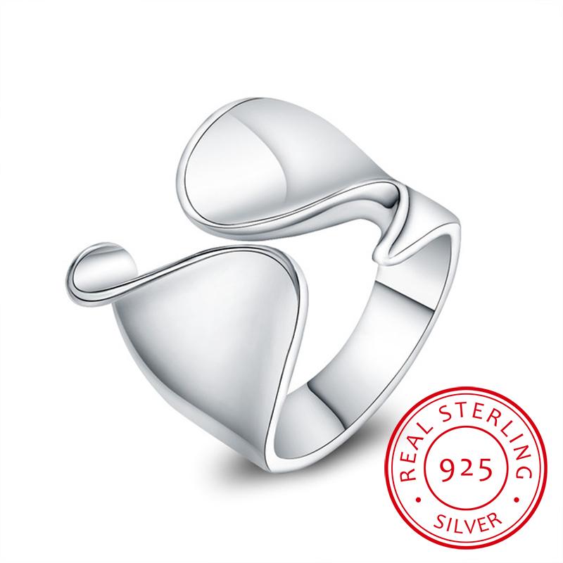 

Free Shipping 925 Sterling Silver Unique Design Smooth Ring For Women Jewelry Beautiful Finger Open Ring For Party Birthday Gift