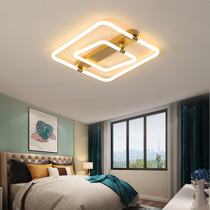 

2021 New Arrival Gold Drove From the Ceiling to Room Study Modern Kitchen Simple Square House Lamp XDUB