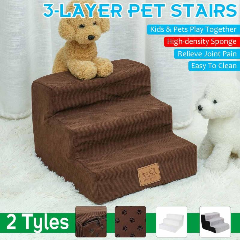 

3-Layer High-density Sponge Pet Stair Waterproof Climbing Ladder Non-Skid No-Assembly Pet Ramp Products Supplies Dog Stair, Black
