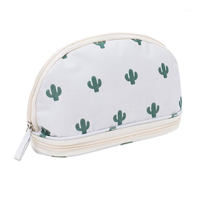 

Semi-circular Double Layer Travel Cosmetic Wash Toiletries Storage Bag Portable For Girl Outdoor Bathroom Waterproof Fashion1