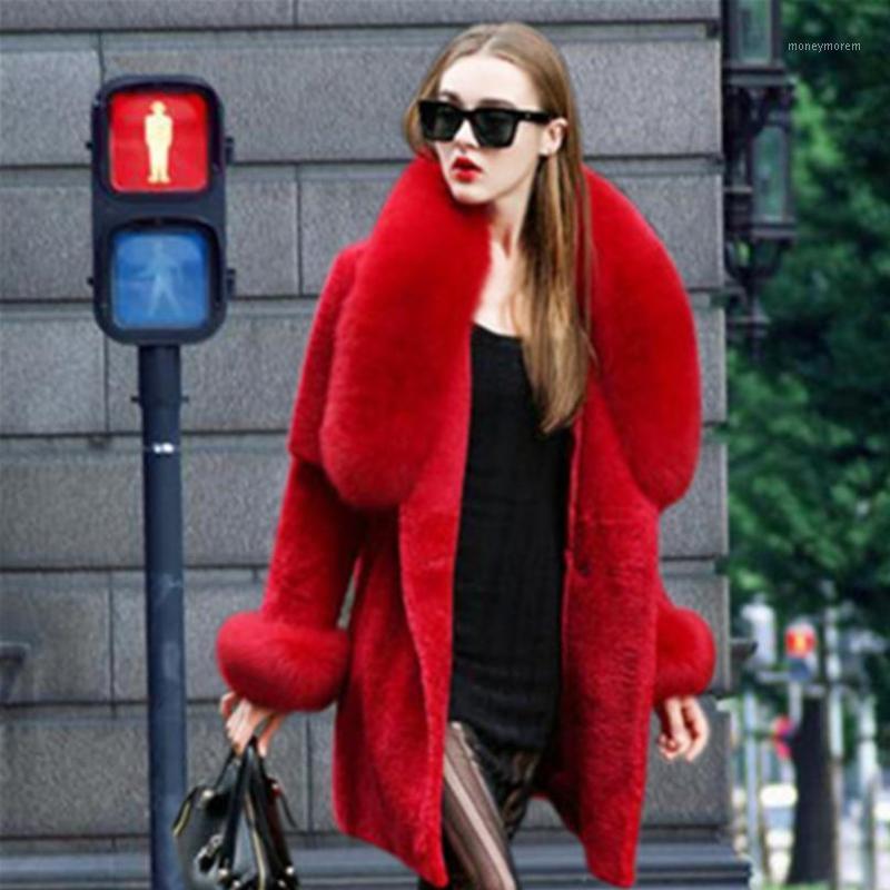 

Winter women's jacket faux fur coat sheep shearing coat big fur colar long sleeve thicken warm plus size outwear L16131, Red