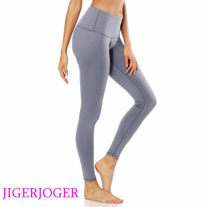 

JIGERJOGER Women' yoga Leggings Brand quality high Rise a pocket Grey dance ballet compression tight pants free drop shipping, Black