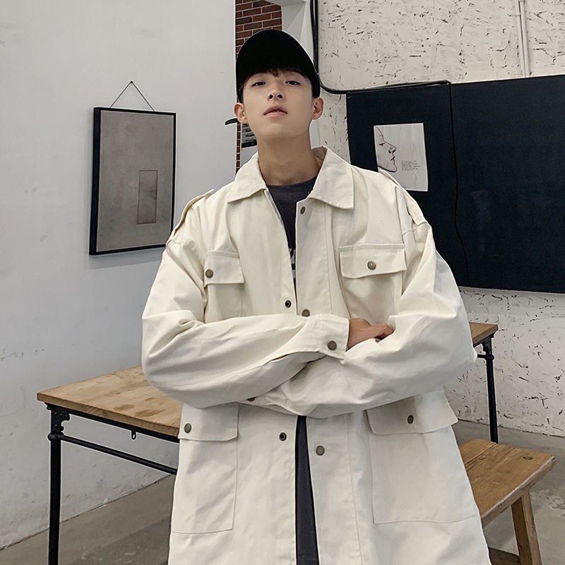 

Spring 2021 Men's New Multi-pocket Male Youth Jacket Size 5-xl P9ZZ, Black