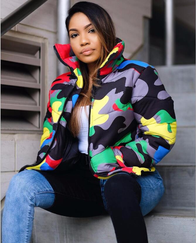 

Camouflage Print Winter Jacket Women 4XL Plus Size Bubble Coat Oversized Puffer Jacket for Winter Fashion Parka, Black