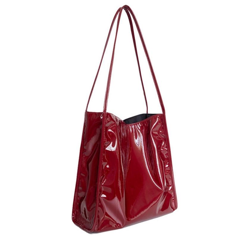 

Fashion Patent Leather Shoulder Bags for Women,Vintage Female Casual Tote,Large Capacity Ladies Shopping Bag,Handbags, Red