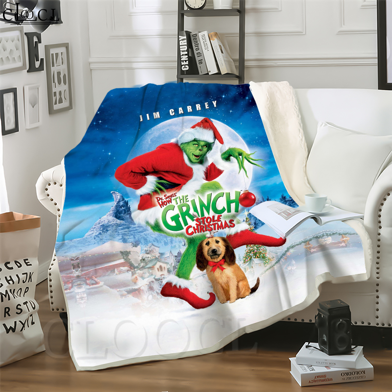 

CLOOCL Hot Grinch Stole Christ The Grinch 3D Print Casual Style Conditioning Blanket Sofa Teens Bedding Throw Blankets Plush Quilt