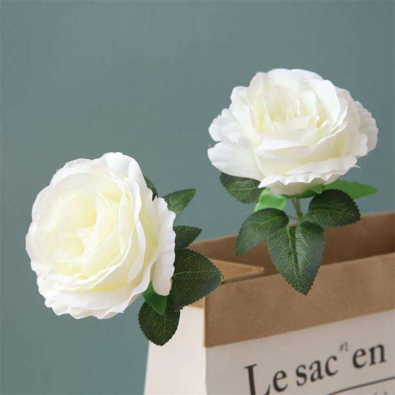 

Fake Single Stem Rose (2 stems/piece) 19.69" Length Simulation Roses for Wedding Home Showcase Decorative Artificial Flowers, Beige