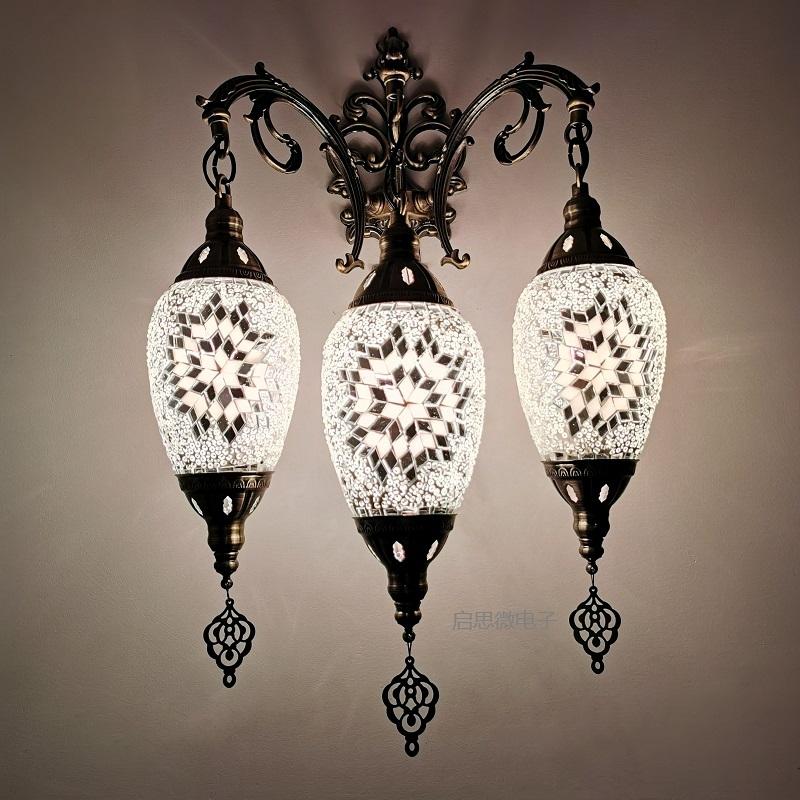 

Newest Style 3 Heads New Mediterranean style Art Deco Turkish Mosaic Wall Lamp Handcrafted mosaic Glass romantic wall light