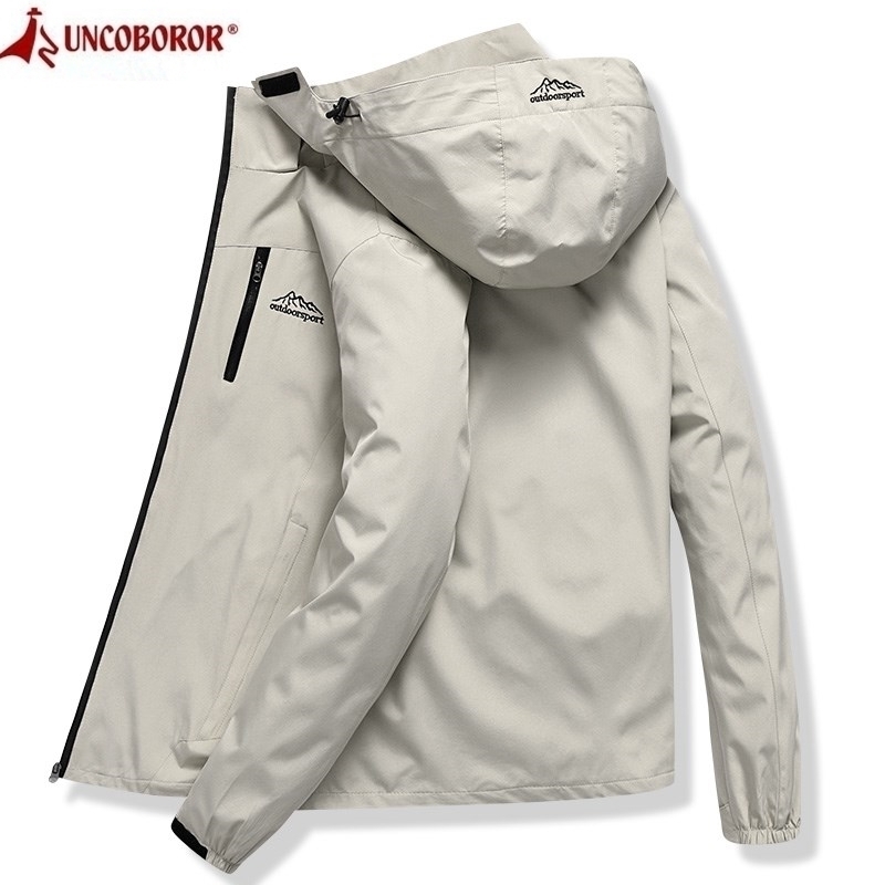 

Jacket Men Waterproof Hooded Breathable Casual Jacket Spring Autumn Outwear Windbreaker Tourism Mountain Raincoat Male Clothing 201128, Red