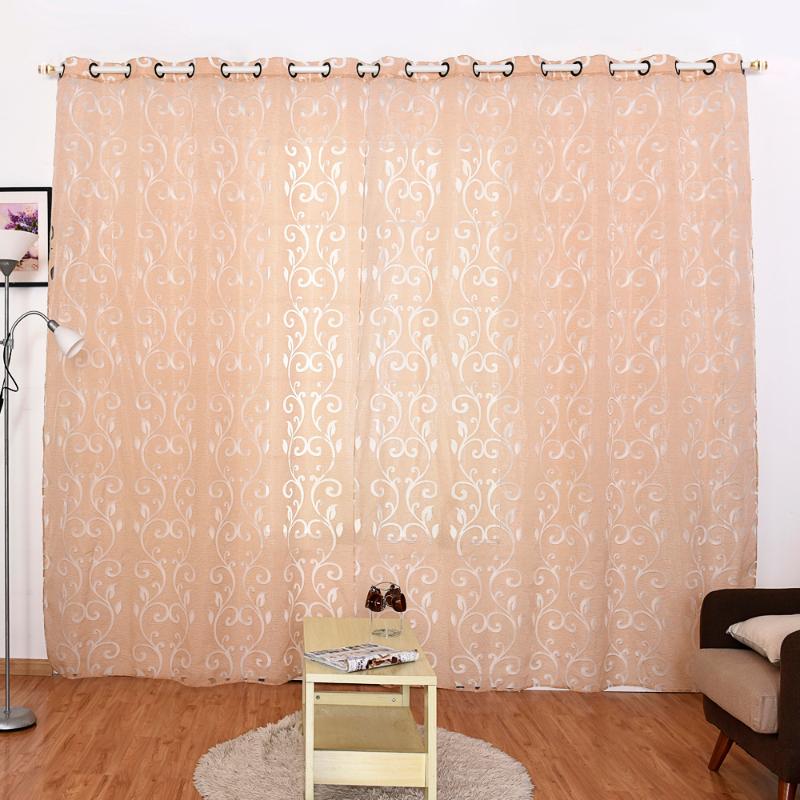 

Curtains Polyester Semi-Blackout Grommet Top Window Curtain Panel Living Room Bedroom Hotel Cortinas Decor Voile Curtain Drape, Be