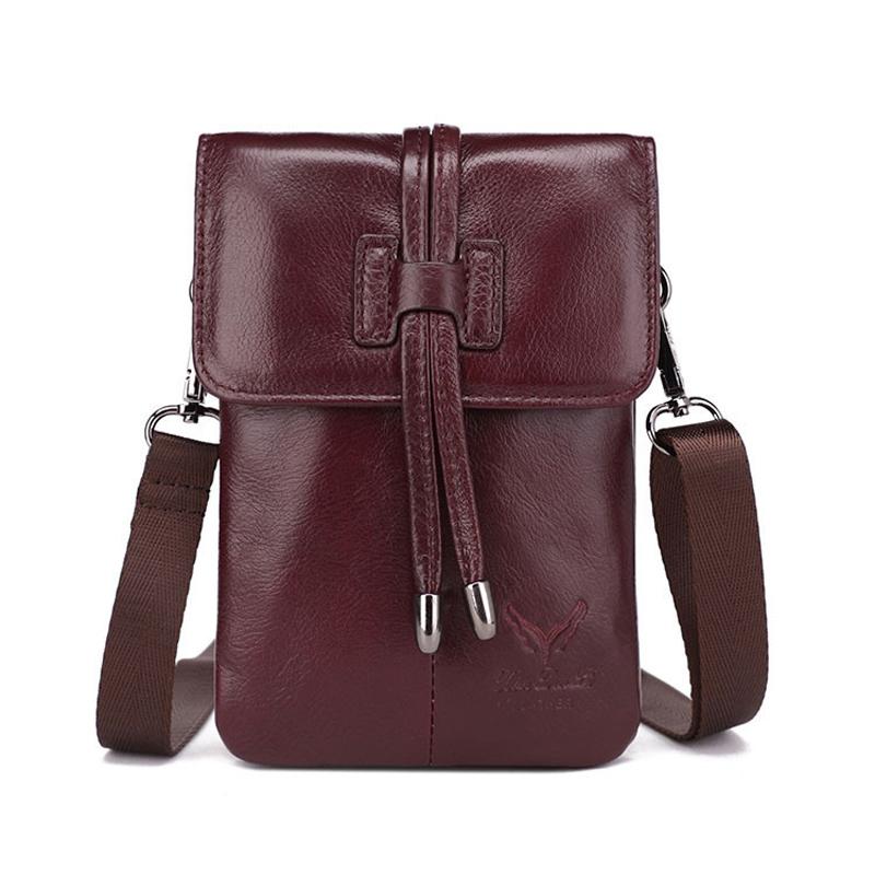 

6inch Mobile Phone Bag Genuine Leather Mini Shoulder Bag Women's Messenger Luxury Handbags Women Bags Designer Crossbody, Black