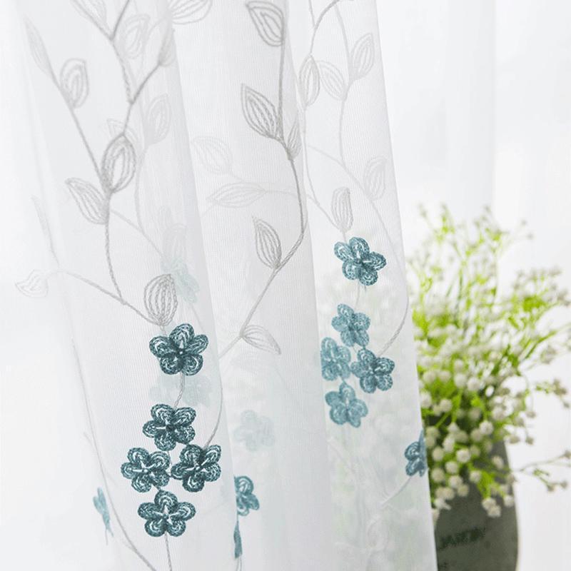 

Luxury embroidered floral lace tulle curtain for window curtains for living room the bedroom pastoral tulles kitchen M148&401, White
